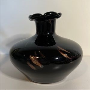 Black Amethyst Vase with Copper Aventurine Inclusions Vintage